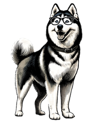 A husky looking happy